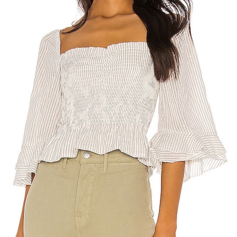 Blue Life Layla Crop Top White & Grey Stripe